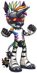  2019 amuzoreh anthro armwear boots bulge clothing collar cosplay digimon digimon_(species) elbow_gloves equid equine footwear fur genital_outline genitals gloves hair handwear male mammal mask multicolored_body multicolored_fur multicolored_hair penis penis_outline rainbow_body rainbow_fur rainbow_hair shimaunimon smile solo speedo standing swimwear tail_tuft tuft zebra zen_(amuzoreh) 