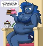  absurd_res cake cutie_mark dessert dialogue doughnut equid female food friendship_is_magic hi_res horn ice_cream lordstormcaller mammal my_little_pony overweight princess_luna_(mlp) solo winged_unicorn wings 