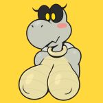  acstlu big_breasts blush breasts dry_bones female hi_res looking_at_viewer mario_bros nintendo simple_background solo video_games yellow_background 