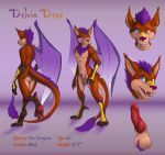 anthro blush canid canine delvin_(character) dragon fangs fox fur genitals hi_res hybrid kaislair male mammal model_sheet momentai penis plates solo wings 