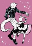  anthro beastars bow_tie breasts canid canine canis choker clothed clothing dancing duo footwear haru_(beastars) high_heels jewelry lagomorph legoshi_(beastars) leporid louie_(pixiv) male mammal necklace rabbit shoes suspenders wolf 