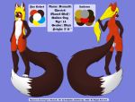  2020 4_toes 5_fingers absurd_res backsack balls blonde_hair blue_eyes brown_body brown_fur canid canine clothing digitigrade ear_tuft featureless_crotch fingers fur genitals hair hi_res kitshokat legwear long_hair long_tail looking_at_viewer male mammal maned_wolf model_sheet nude red_body red_fur remarki socks solo toeless_socks toes tuft white_body white_fur young 