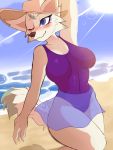  absurd_res animal_crossing anthro beach big_breasts breasts canid canine canis clothing female hi_res mammal nintendo outside seaside solo standing swimwear video_games whitney_(animal_crossing) wolf wolfsam 