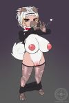 &lt;3 2019 5_fingers accessory anthro areola big_breasts big_pussy breasts claws clothing collar eyelashes female fingers genitals gesture grin hair headband hi_res huge_breasts inverted_nipples legwear looking_at_viewer nintendo nipples pok&eacute;mon pok&eacute;mon_(species) puffy_areola pussy rockruff sex_gesture smile solo spiked_collar spikes standing stockings suggestive suggestive_gesture tanukiarts teeth torn_clothing torn_legwear torn_stockings video_games white_hair young 