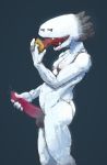  absurd_res anthro bodily_fluids d00rmat deltarune digital_media_(artwork) doughnut equid equine food genitals hi_res horse licking looking_at_viewer male mammal mr._elegance nude open_mouth penis simple_background solo tongue tongue_out video_games 