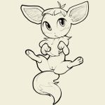  1:1 2018 3_toes black_nose dipstick_tail eevee female feral genitals hair itsunknownanon monochrome multicolored_tail neck_tuft nintendo open_mouth pok&eacute;mon pok&eacute;mon_(species) pussy quadruped simple_background solo toes tuft video_games 