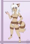  5_fingers 5_toes anthro areola barefoot breasts eyelashes feet female fingers furret genitals hair hand_on_hip hi_res humanoid_feet humanoid_hands navel nintendo nipples open_mouth pok&eacute;mon pok&eacute;mon_(species) pubes pussy solo standing tanukiarts teeth toes video_games white_hair white_pubes 