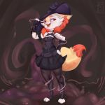  2020 absurd_res anthro bottomwear braixen cheek_tuft clothed clothing facial_tuft female fingerless_gloves foxialist fully_clothed fur gloves hand_on_hip handwear hat headgear headwear hi_res nintendo open_mouth open_smile orange_body orange_fur pink_nose pok&eacute;mon pok&eacute;mon_(species) skirt smile solo standing toeless_legwear tuft video_games white_body white_fur witch_hat yellow_body yellow_fur 