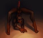  2018 5_fingers anthro balls black_body black_fur brown_body brown_fur canid canine canis contortionism dobermann domestic_dog erection fingers fur genitals humanoid_genitalia humanoid_penis male mammal nude peeel penis pinscher solo vein 