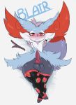  absurd_res animal_genitalia animal_penis anthro balls blue_body blue_fur blush braixen canine_penis clothing erection fur genitals girly hands_behind_head hi_res legwear looking_at_viewer lying_on_bed male nintendo penis pok&eacute;mon pok&eacute;mon_(species) red_body red_fur solo thigh_highs uromatsu video_games white_body white_fur 