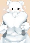  &lt;3 2020 black_eyes black_nose blush breast_squish breasts claws female front_view fur fur_tuft hi_res ice_(ishuzoku_reviewers) inner_ear_fluff ishuzoku_reviewers lets0020 looking_at_viewer mammal nude polar_bear squish tuft ursid ursine white_body white_claws white_ears white_fur 