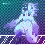  anthro big_breasts big_hands breasts female fur genitals gf glowing glowing_nipples hi_res hooves humanoid lamb_(lol) league_of_legends mammal mask nipples pussy riot_games simple_background solo thick_thighs video_games white_body white_fur 