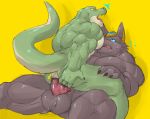  anal anthro anus balls big_penis butt canid canine canis crocodilian duo genitals hi_res incest jackal league_of_legends male male/male mammal muscular muscular_male nasus_(lol) penetration penis renekton reptile riot_games scalie thick_penis video_games vorusuarts 