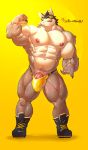  anthro bulge canid canine genitals hi_res humanoid_genitalia humanoid_penis male mammal mask mostly_nude muscular nipples penis pubes simple_background solo vein veiny_penis vorusuarts 