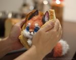  ambiguous_gender black_body black_fur blep blue_eyes bread canid canine disembodied_hand duo edit feral food fox fur human mammal meme orange_body orange_fur photo_manipulation red_fox silverfox5213 solo_focus text tongue tongue_out url whiskers white_body white_fur 