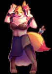  2020 anthro black_background blush bottomwear braixen breasts cleavage clothed clothing cosplay dipstick_tail fan_character female fur hi_res icefroglen legwear looking_at_viewer megurine_luka multicolored_tail nintendo one_eye_closed open_mouth open_smile pok&eacute;mon pok&eacute;mon_(species) red_body red_eyes red_fur red_nose ribbons seraphine_(roflfox) shirt simple_background skirt smile solo stick thigh_highs topwear video_games vocaloid white_body white_fur wink yellow_body yellow_fur 