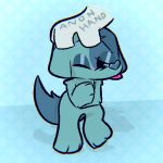  anthro blush canid canine canis cartoon_network disembodied_hand dogeoisie domestic_dog hi_res male mammal mao_mao:_heroes_of_pure_heart ol&#039;_blue petting solo tongue 