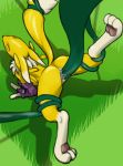  anthro canid canine digimon digimon_(species) dipstick_ears dipstick_tail female forced fur grass hi_res irollyouover mammal multicolored_ears multicolored_tail raised_tail rape renamon silenus spread_legs spreading tail_grab tentacle_rape tentacle_sex tentacles yellow_body yellow_fur 