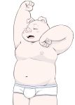  2017 anthro belly blush bulge clothing domestic_pig humanoid_hands kemono male mammal meg_hoi moobs navel nipples overweight overweight_male simple_background solo suid suina sus_(pig) underwear white_background 