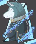 2020 anthro blue_eyes breke canid canine canis clothed clothing fluffy_111 fur grey_body grey_fur hi_res male mammal multicolored_body multicolored_fur tokyo_afterschool_summoners two_tone_body two_tone_fur video_games white_body white_fur wolf 