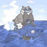  anthro armor badger badgerclops cartoon_network child domestic_cat duo felid feline felis fish flying headgear helmet hi_res male mammal mao_mao:_heroes_of_pure_heart marine mustelid musteline shapeshiftinterest sheriff_mao_mao_mao vehicle water young 