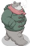  2017 anthro balls barely_visible_balls barely_visible_genitalia genitals kemono male mammal meg_hoi overweight overweight_male scarf simple_background solo ursid white_background 