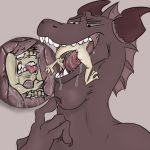  anal anonymous_artist deep_rimming duo hi_res horn internal kobold male male_pred male_prey neck_bulge oral red_dragon rimming scales sex soft_vore swallowing throat tongue vore 