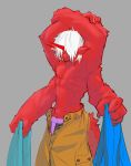  anthro bottomwear clothing dragon hi_res horn male misodonnburi201 multi_arm multi_limb pants red_body shirt shirt_off solo standing thick_tail topwear underwear 