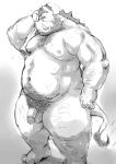  2018 anthro balls belly flaccid genitals hachirouta hi_res humanoid_genitalia humanoid_hands humanoid_penis kemono male mammal moobs navel nipples overweight overweight_male penis pubes solo suid suina sus_(pig) wild_boar 