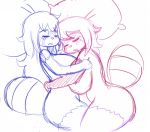  ailurid alyrise anna_(alyrise) anthro bed big_breasts breasts butt cuddling duo female female/female fur furniture hair huge_breasts long_hair low_res lying mammal nintendo nude on_bed on_side open_mouth pillow pok&eacute;mon pok&eacute;mon_(species) pok&eacute;morph sibling sister sisters sketch sleeping sleeping_together steffi_(alyrise) stufful thick_tail video_games wide_hips 
