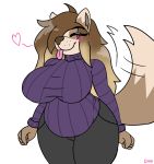  &lt;3 anthro big_breasts blush bottomwear breasts canid canine canis clothing curvaceous curvy_figure darkwolfhybrid domestic_dog female happy hi_res mammal mother pants parent slightly_chubby solo tongue tongue_out turtleneck voluptuous wide_hips wolf yuko_(darkwolf) 