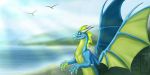  2020 claws dragon feral flying halfbody hi_res horn katruna94 landscape looking_at_viewer male scalie simple_background solo valerian western_dragon wings 