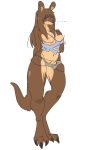  ... 2013 after_transformation black_nose blue_eyes breasts brown_body brown_fur female fur hair hand_on_breast kangaroo macropod mammal marsupial nipples simple_background slipe solo standing white_background 