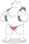  2016 anthro blush bulge clothing fur humanoid_hands male mammal meg_hoi overweight overweight_male polar_bear simple_background solo underwear ursid ursine white_background white_body white_fur 
