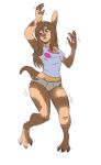  2013 barefoot breasts brown_body brown_fur brown_hair clothing female fur hair human_to_anthro kangaroo macropod mammal marsupial one_eye_closed pawpads simple_background slipe solo species_transformation standing tail_growth torn_clothing transformation white_background 