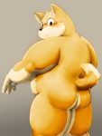  2018 anthro belly black_nose blush butt canid canine canis domestic_dog kemono male mammal meg_hoi overweight overweight_male simple_background solo 