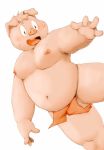  2018 anthro asian_clothing belly blush clothing domestic_pig east_asian_clothing fundoshi humanoid_hands japanese_clothing kemono male mammal meg_hoi moobs navel nipples overweight overweight_male simple_background solo suid suina sus_(pig) underwear white_background 