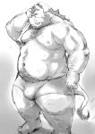  2018 anthro belly bulge clothing hachirouta hi_res humanoid_hands kemono male mammal moobs navel nipples overweight overweight_male pubes solo suid suina sus_(pig) underwear wild_boar 