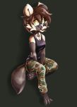  anthro breasts brown_eyes brown_hair camo_pants cleavage clothed clothing eyewear female glasses hair hi_res kyra_sable mammal marten miakameron mustelid musteline sable_(marten) shirt solo tank_top topwear 