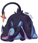  big_breasts black_body black_fur blush bodily_fluids breasts female fur luxray nintendo pok&eacute;mon pok&eacute;mon_(species) rabbitbrush solo tears video_games 