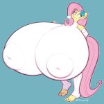  0r0ch1 anthro big_breasts breasts equid equine female fluttershy_(mlp) friendship_is_magic huge_breasts hyper hyper_breasts mammal my_little_pony nipple_outline pterippus solo wings 