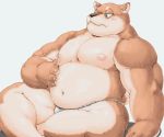  2016 anthro asian_clothing belly blush canid canine canis clothing domestic_dog east_asian_clothing fundoshi humanoid_hands japanese_clothing kemono male mammal meg_hoi moobs navel nipples overweight overweight_male simple_background sitting solo underwear white_background 