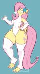 0r0ch1 absolute_territory anthro clothing equid equine female flat_chested fluttershy_(mlp) friendship_is_magic hand_on_hip hasbro mammal my_little_pony pterippus solo stirrup_legwear thick_thighs tight_clothing wide_hips wings 