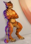  anthro blue_eyes bulge charr clothing felid guild_wars ignado male mammal open_mouth solo spinal22 teeth tongue underwear video_games 