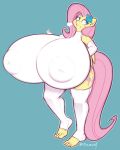  0r0ch1 anthro big_breasts breasts equid equine female fluttershy_(mlp) friendship_is_magic huge_breasts hyper hyper_breasts mammal my_little_pony nipple_outline pterippus solo thick_thighs wings 