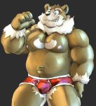  2018 anthro belly bulge clothing humanoid_hands kemono male mammal meg_hoi moobs navel nipples simple_background slightly_chubby solo underwear ursid 