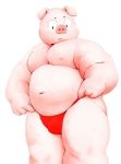  2018 anthro belly clothing domestic_pig humanoid_hands kemono male mammal meg_hoi moobs navel nipples overweight overweight_male pink_body simple_background solo suid suina sus_(pig) underwear white_background 