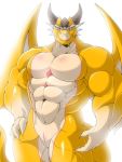  abs animal_genitalia anthro biceps cloaca dragon dragon_otaku_00 genitals horn male muscular muscular_male ophion pecs red_eyes slit solo tokyo_afterschool_summoners tusks video_games 