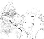  anthro bdsm black_and_white blindfold bondage boss_lamb_(hladilnik) bound bovid caprine chair domestic_sheep duo equid equine female furniture hi_res hladilnik kissing_nose knife knife_play male male/female mammal monochrome nude sheep zebra zebra_dad_(hladilnik) 