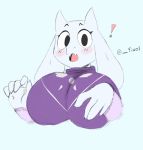  ! anthro big_breasts blush bovid breasts caprine clothed clothing female fur goat hi_res horn long_ears mammal open_mouth robe simple_background solo surprise toriel undertale video_games white_body white_fur yiwol 